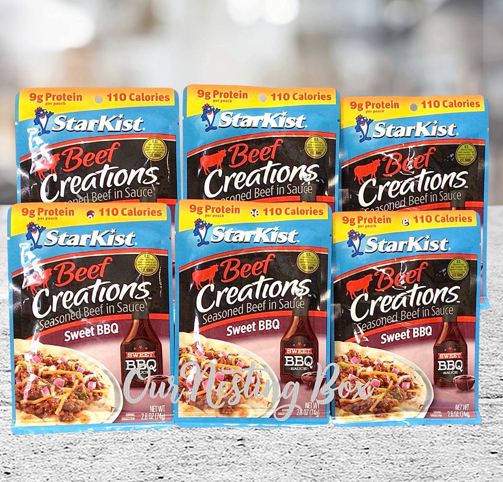 6 StarKist Beef Creations Sweet BBQ Seasoned Beef in Sauce, 2.6 oz Pouch