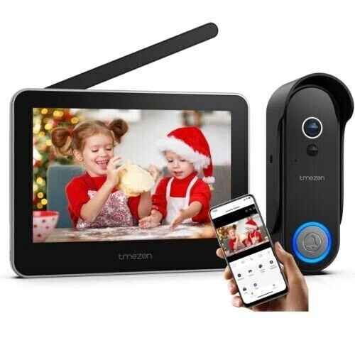 TMEZON 1080P Smart Wireless Video Doorbell Camera 7inch Monitor Intercom System