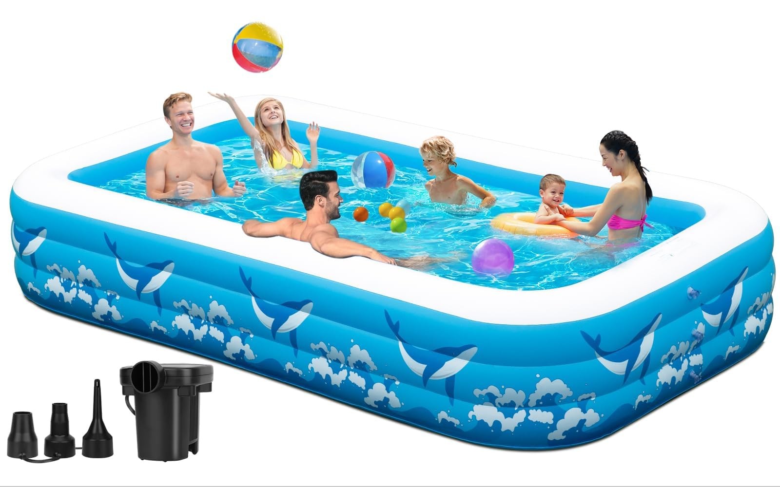Best Large Inflatable Swimming Pool for Adults Kids – 130″x72″x22″ Blow Up Pools