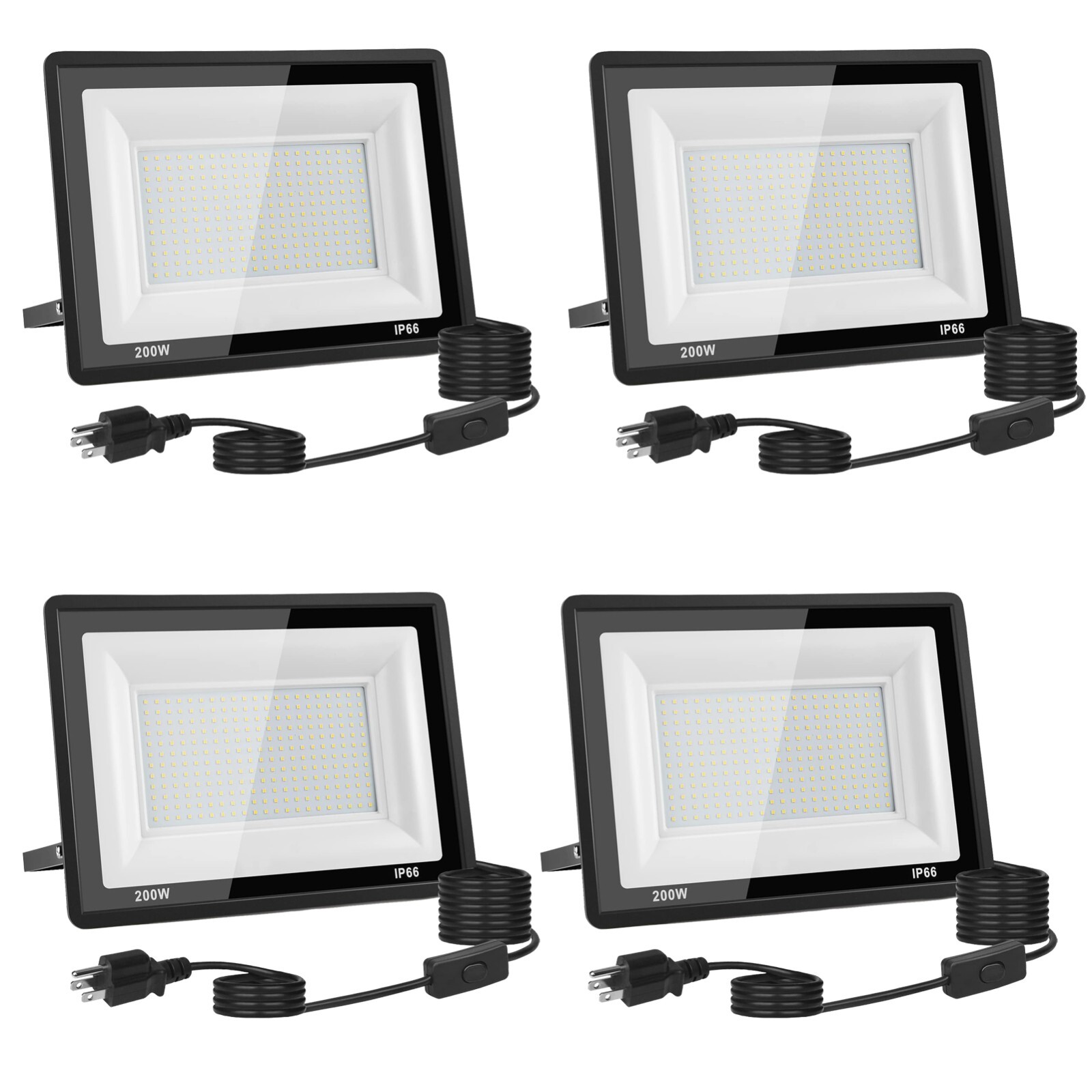 200W 22000LM LED Flood Light Outdoor IP66 Waterproof, 5000K Daylight White 4Pack