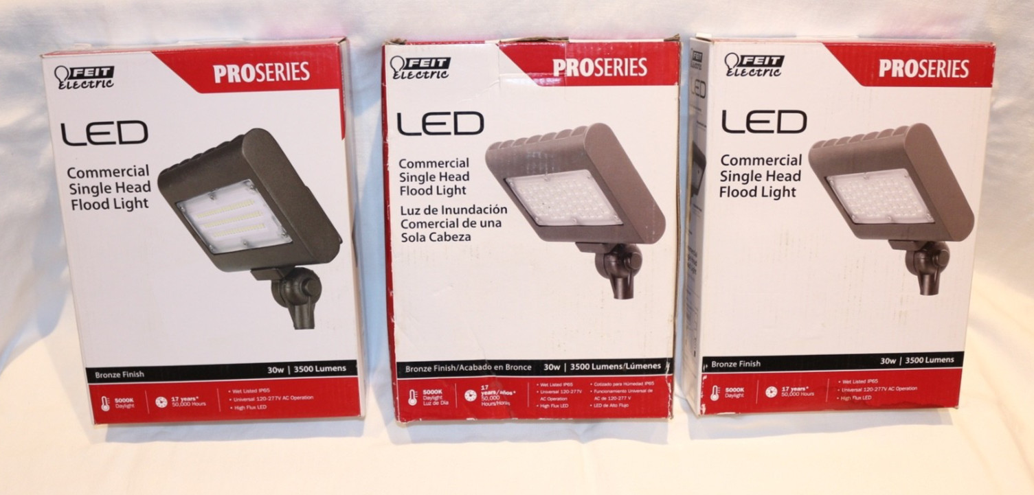 FEIT NEW LED SINGLE HEAD FLOOD LIGHT 3500 LUMENS FIXTURE #S7CSFL/850/BZ QTY-3