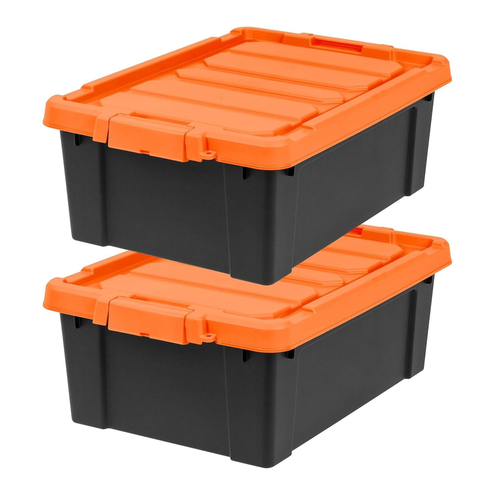 IRIS USA 12 Gallon Lockable Storage Bins 12 Gal – 2 Pack, Color_Black/Orange