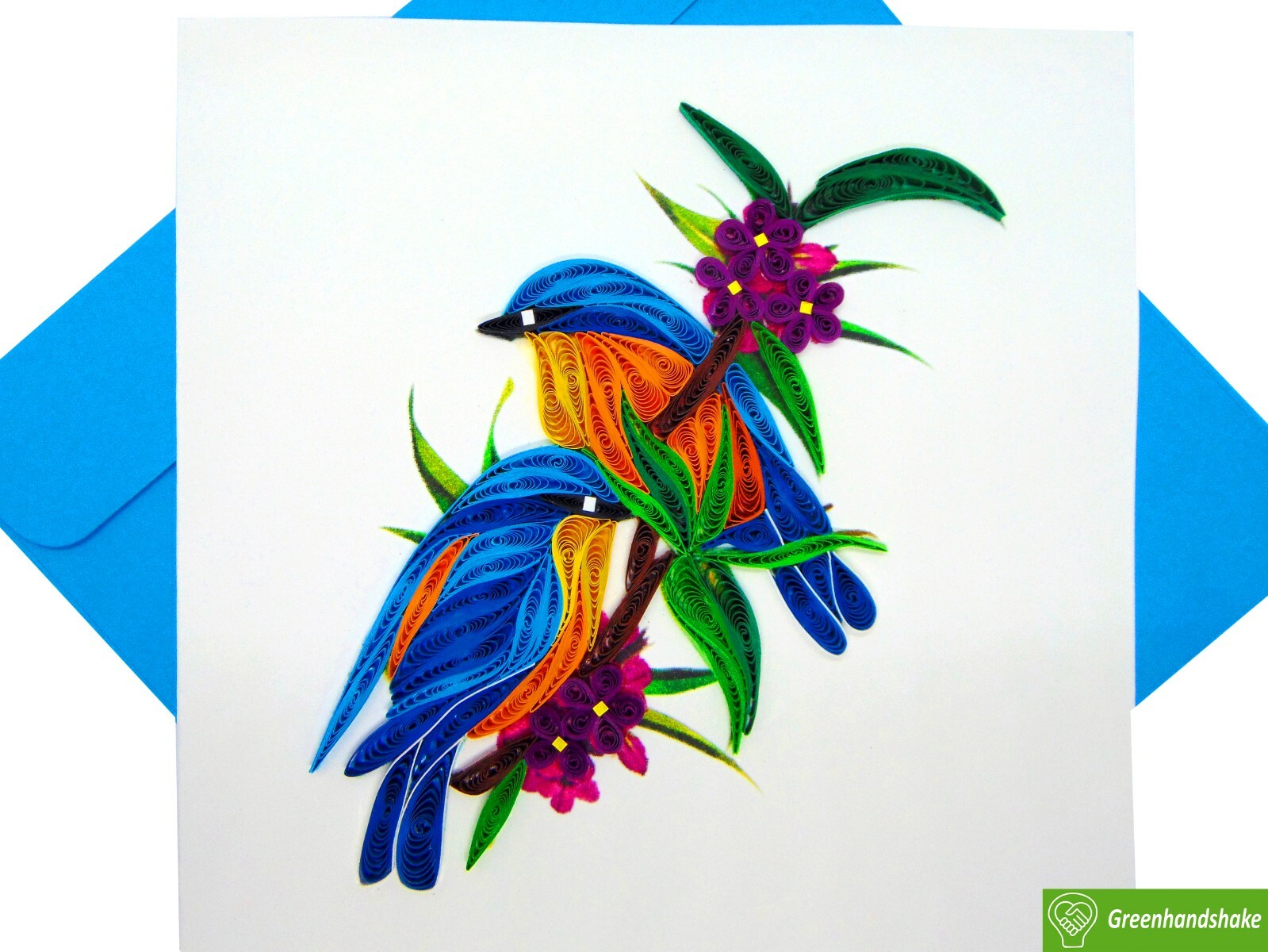 Bluebirds Quilling Greeting Card – Unique Dedicated Handmade Art