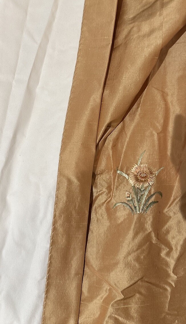 1-100% Silk Drapery Panel Weighted Lined Inner Flannel 41″ W x 98″ L 10 Pleats