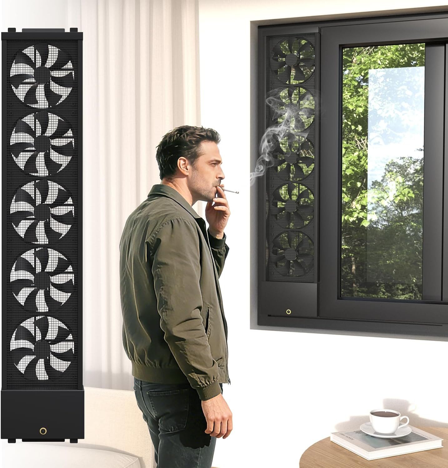 Vertical Window Fan for Sliding Windows (Black, 80~85Cm/31.5~33.5In) | No Drilli