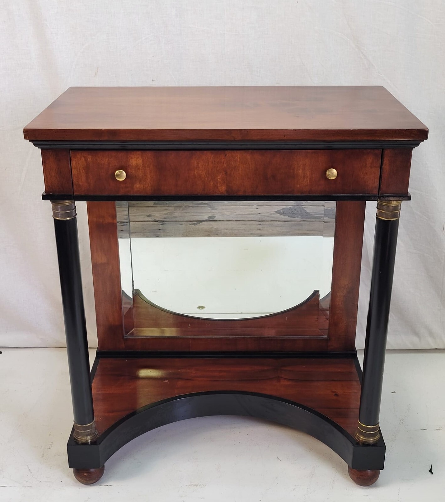 Elegant American Second Empire Mahogany Console Table with Mirror Glass