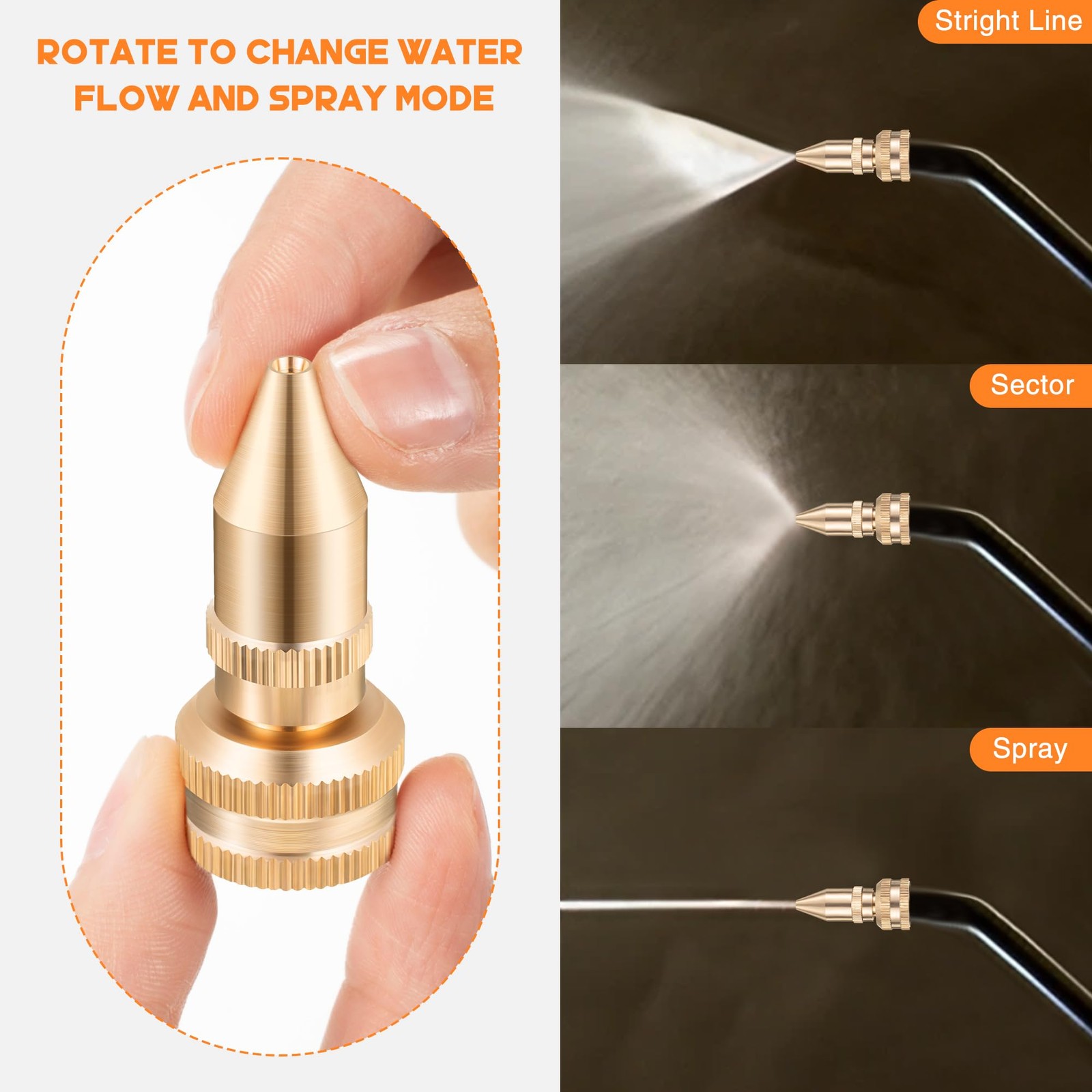 Feekoon 2 Pack Brass Adjustable Nozzle 3/8-24, as the picture shown