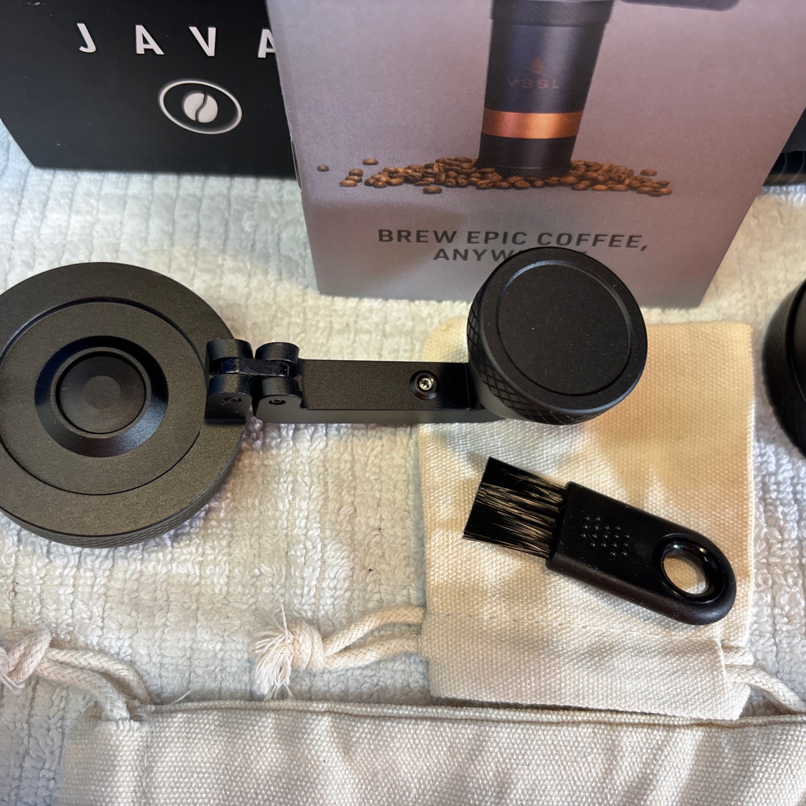 New! VSSL Java Black Portable Manual Coffee Espresso 20g Burr Grinder. Camping