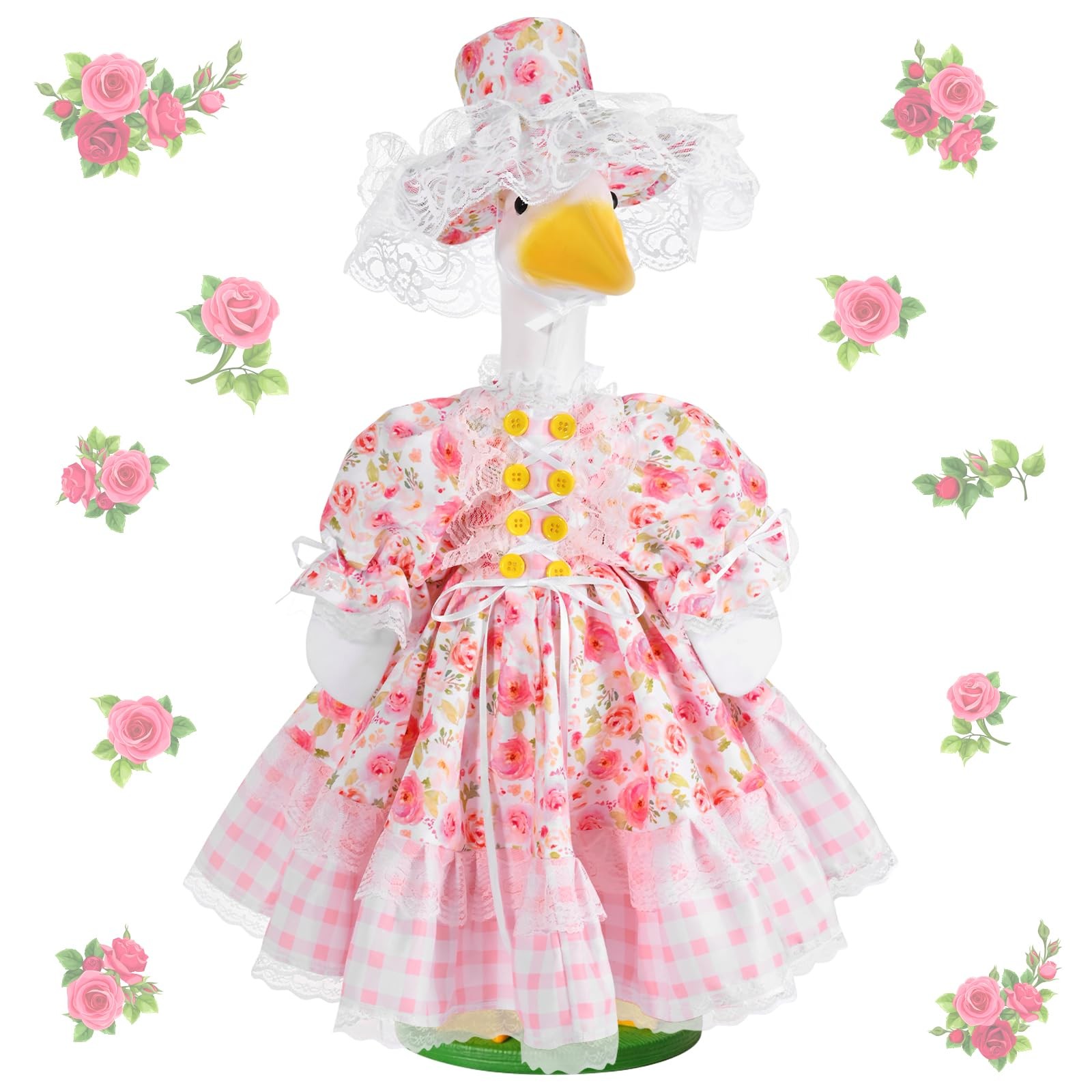 Spring Porch Goose Outfit, Flower Lolita Clothes for 23in Garden Statue