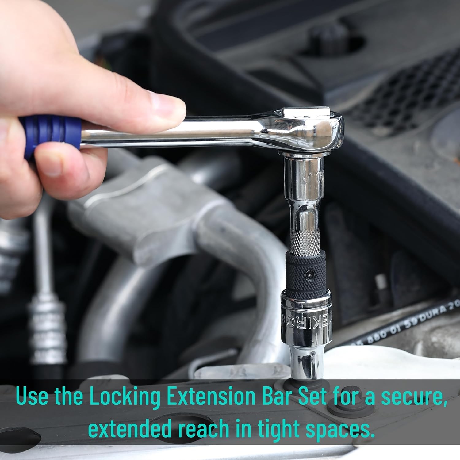 3 Pcs Locking Extension Bar 3/8″ Drive, 3, 6, 10, Silver, Locking Extension Set