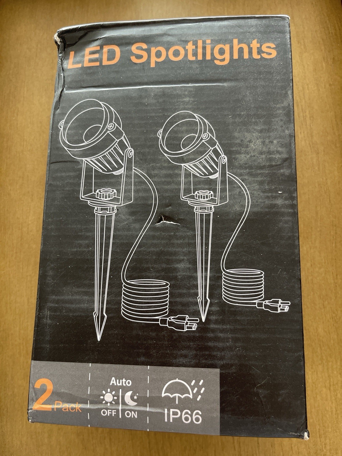 Led Outdoor Spotlights 2Pk Outdoor IP66 Dusk To Dawn 3000K Warm White