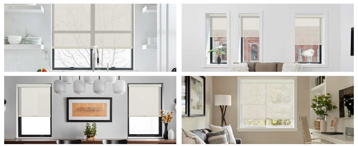Clearance Battery Powered Motorized Beige 5% Openness UV Protection Solar Shades