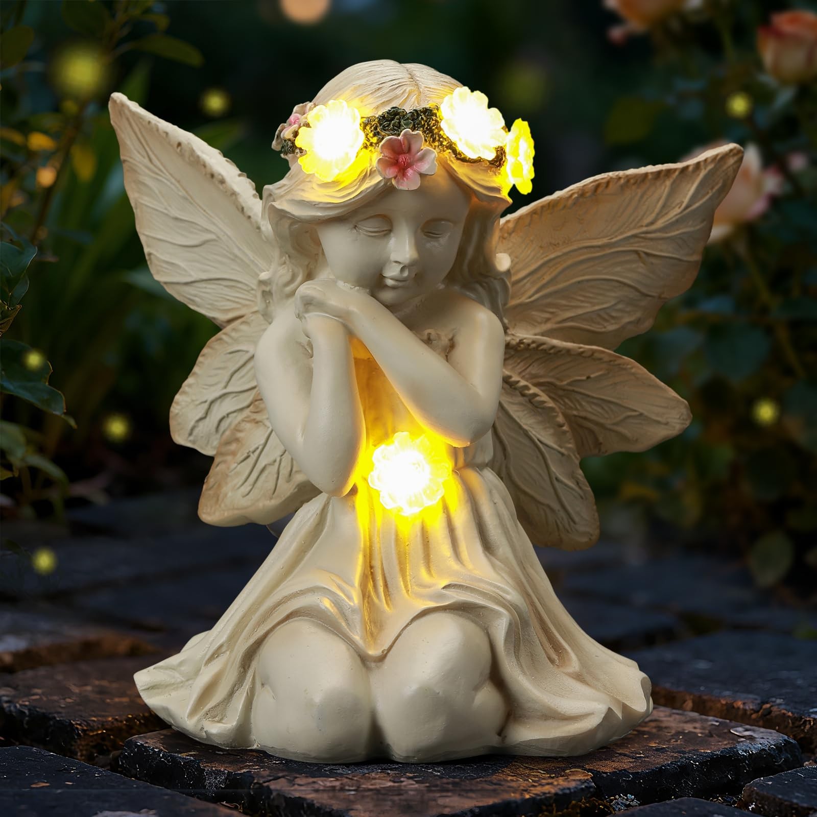 Angel Garden Statue with LED Lights – Solar-Powered Outdoor Decorative Figurine