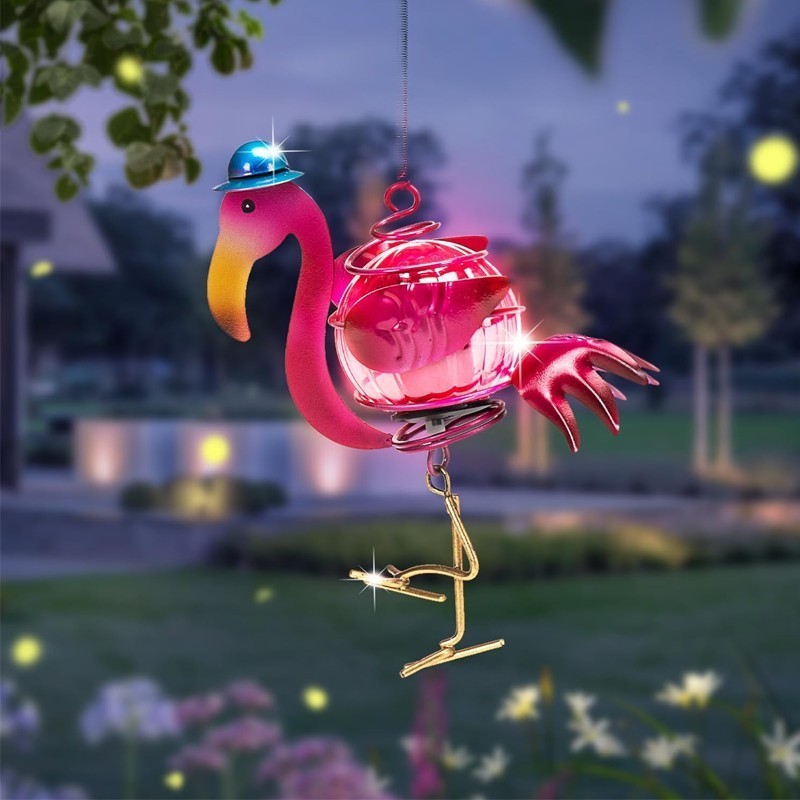 Solar Lamp Garden Decor Butterfly Flamingo Beetle Hummingbird Outdoor Hang Light