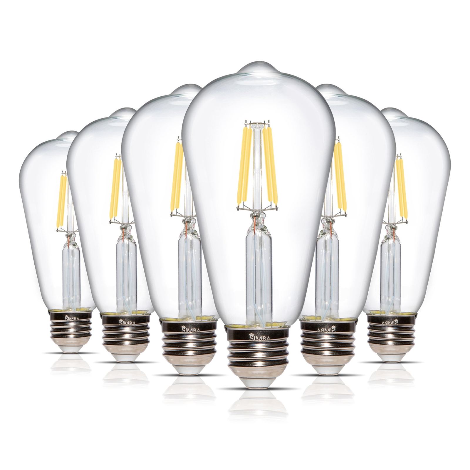 [6 Pack] LED Edison Filament ST21 6W 60W 120V Dimmable E26 4000K Natural White