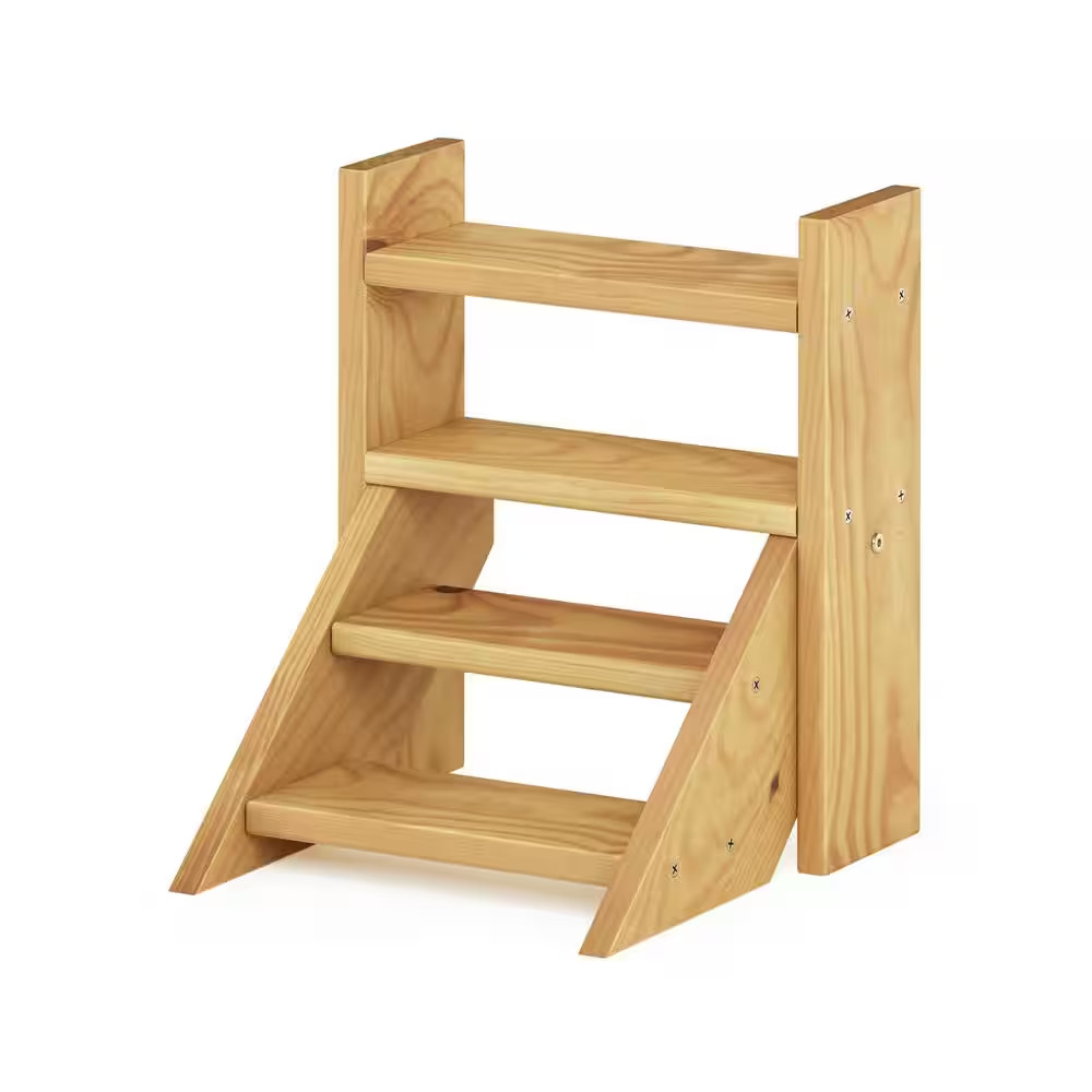 Tioman 13.8 In. Tall Pine Wood Outdoor Staircase Planter Stand (4-Tiered)