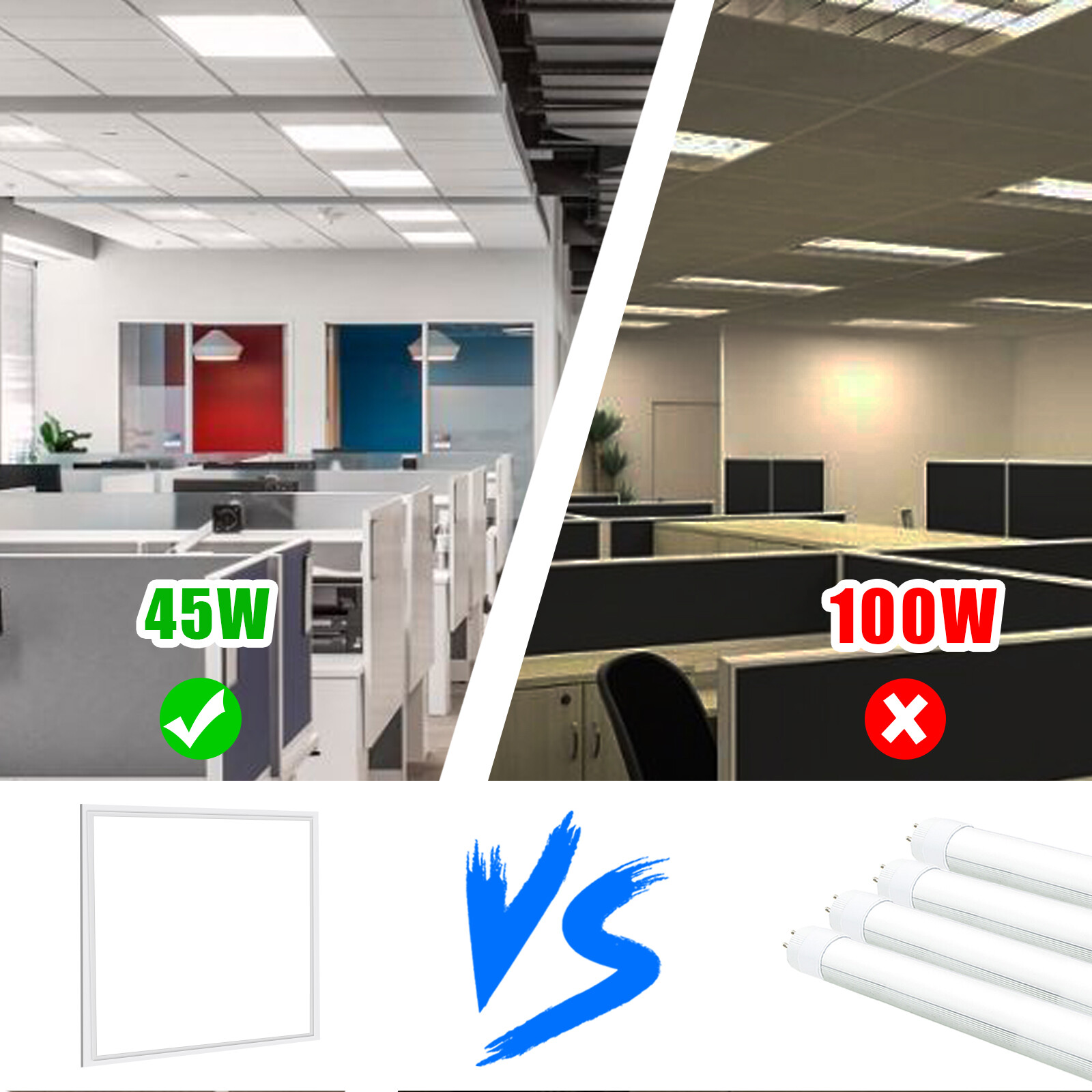 2×2 LED Flat Panel Light, 45W 2x2FT LED Panel Lights Dimmable 5000K Bright White