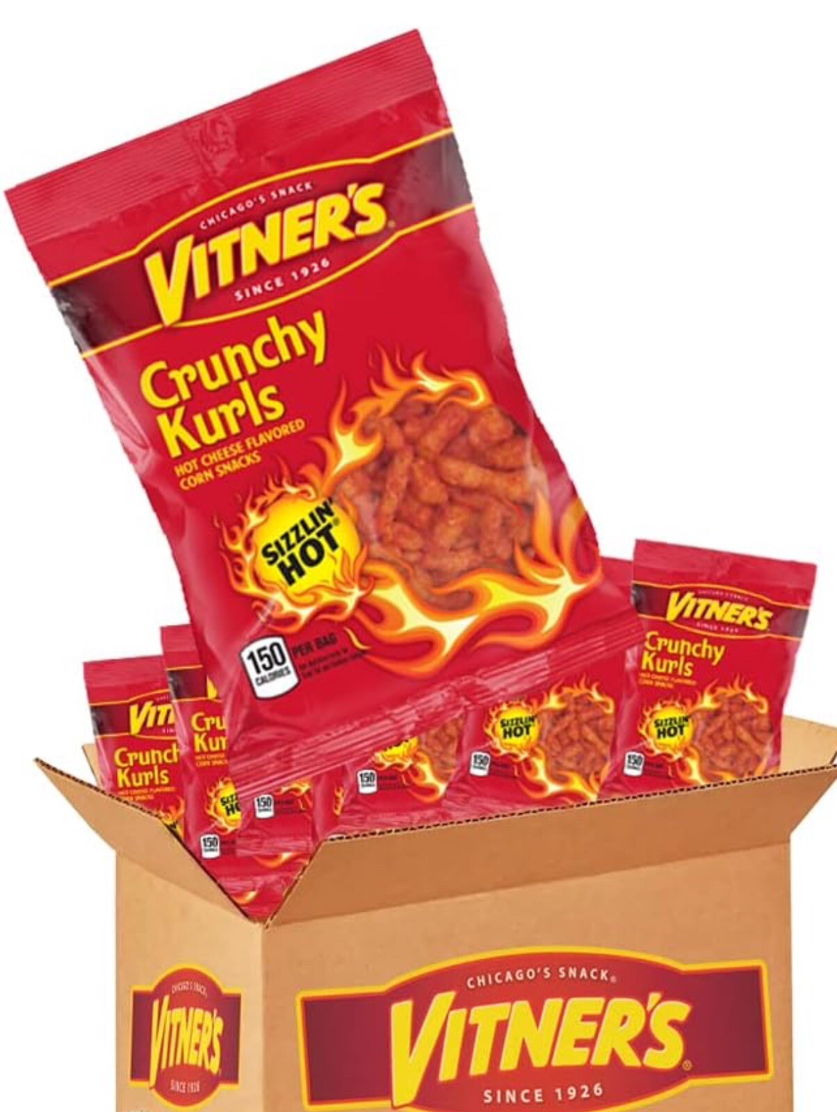14 Vitner’s Sizzlin Hot Cheese Crunchy Curls 1.25 Oz Individual Bags