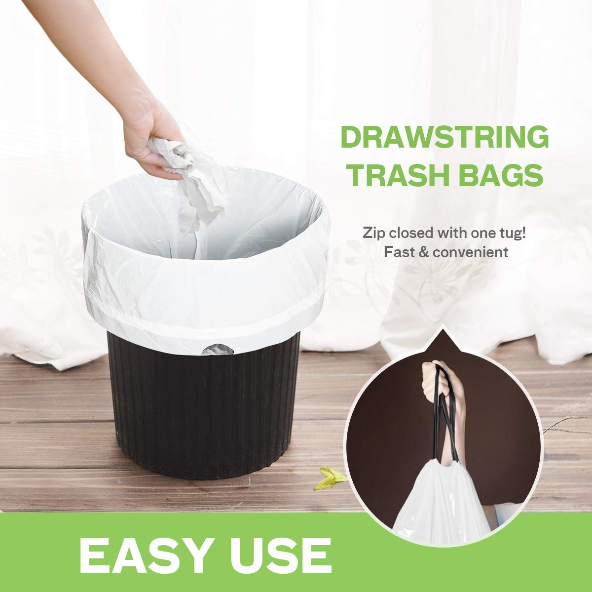 4 Gallon 320 Counts Strong Drawstring Trash Bags Garbage Bags by , Bathroom T…