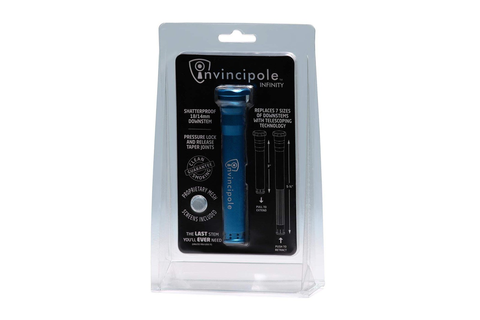 unbreakable 14/18 mm downstem adjustable length 3 to 6 inches, anti-seize head