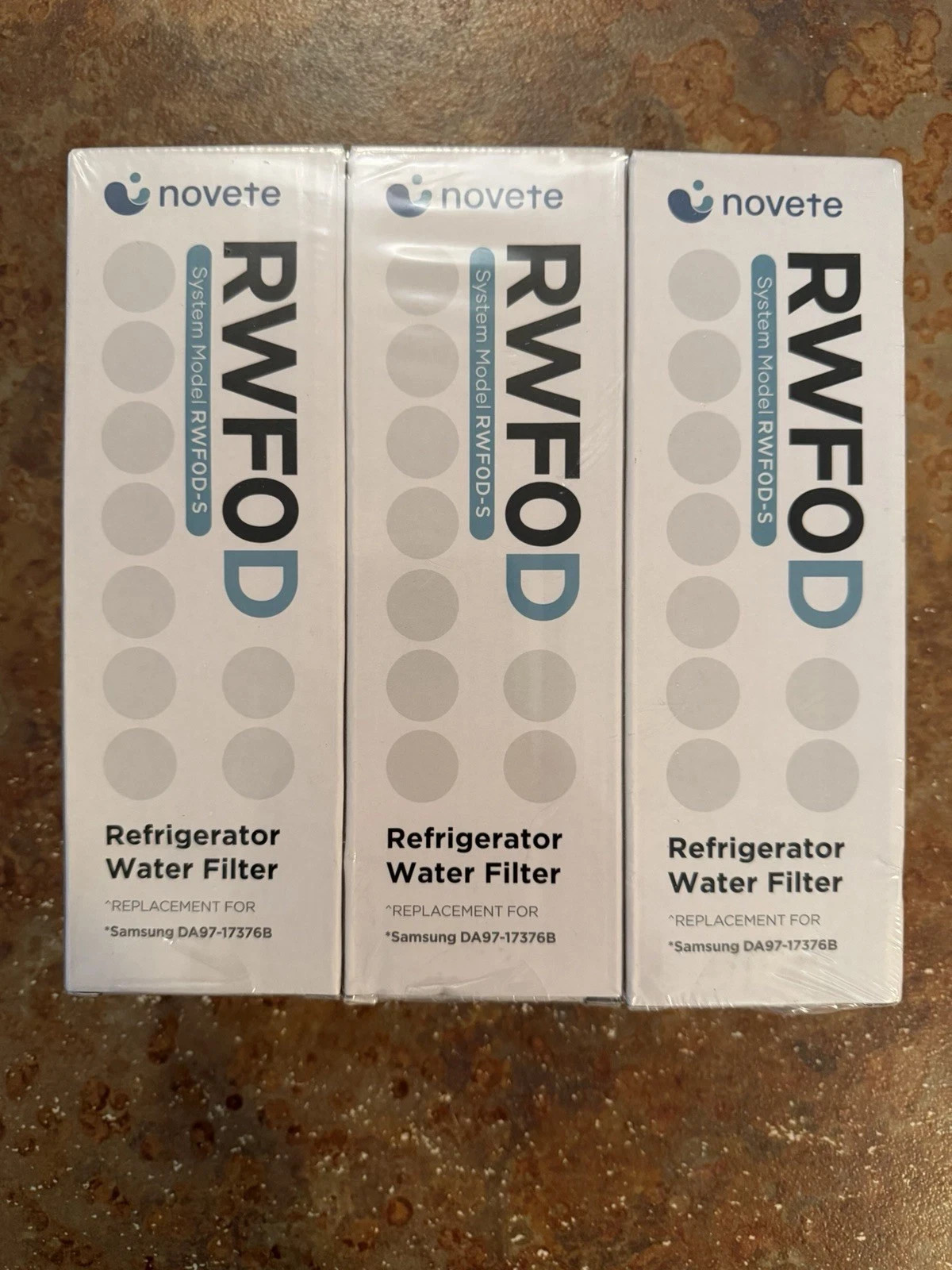 Novete RWFOD-S Water Filter 3 Pack lot pack for Samsung DA97-17376B HAF-QIN -A
