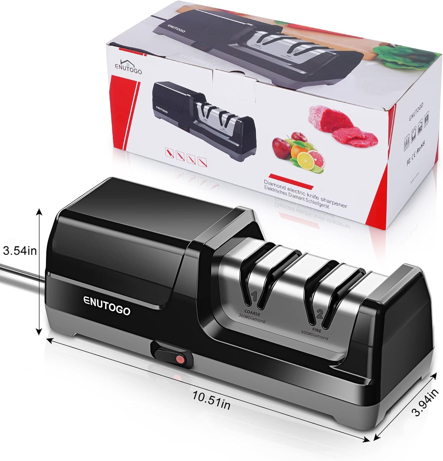 Knife Sharpener, Professional 2-Stages Eleltric Knife Sharpeners with Diamond Ab