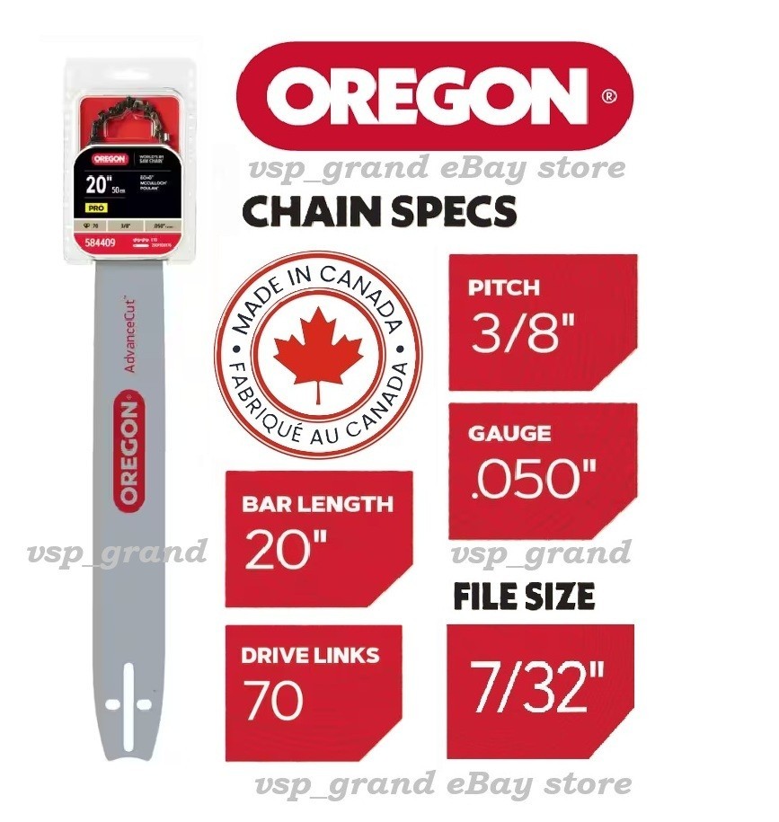 20″ OREGON E70 PRO 20in. CHAINSAW BAR & CHAIN COMBO 3/8 PITCH 70 LINK .050 GAUGE