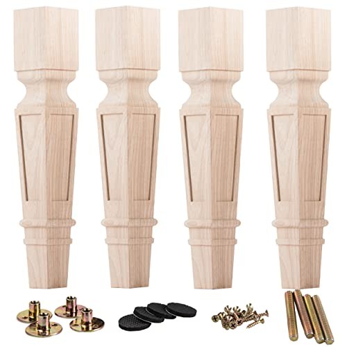 La Vane 18 inch / 45cm Wooden Furniture Legs, Set of 4 Solid 18″ / 45cm Type J