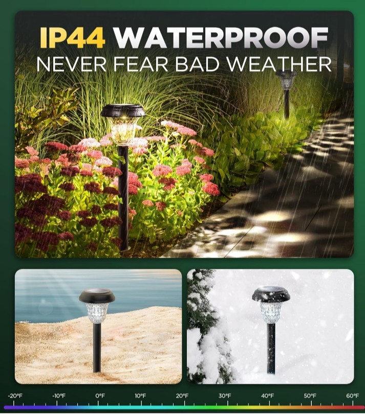 Solar Pathway LED Lights – Super Bright (Cold White) LED 10-12 Hours – 10 Pack