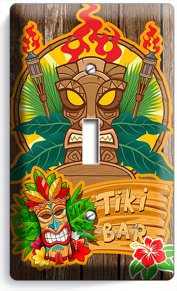 HAWAII HIBISCUS FLOWER TIKI BAR LIGHT SWITCH OUTLET WALL PLATE KITCHEN ART DECOR