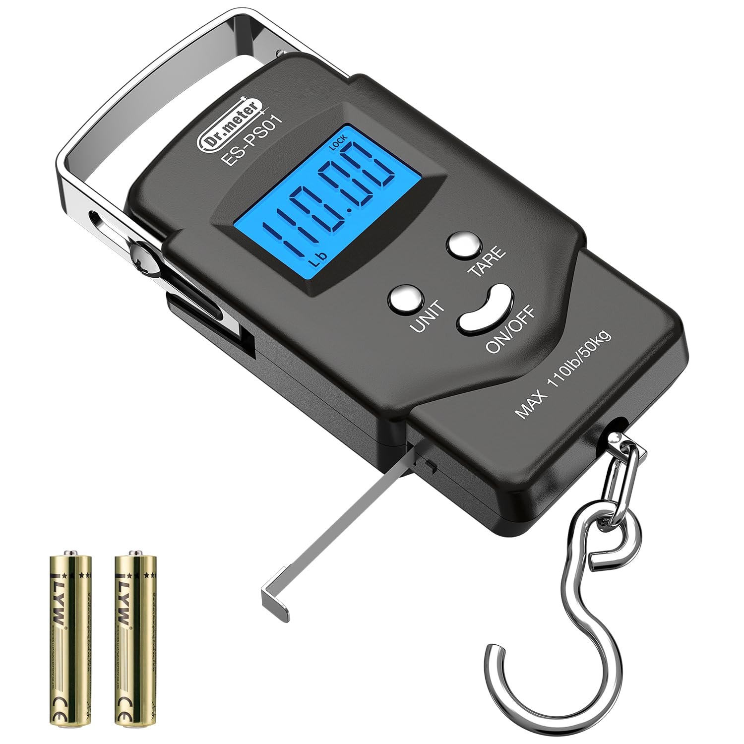 Dr.meter Fish Scale Luggage Scale Fishing Gear – 110lb/50kg Backlit LCD Displ…
