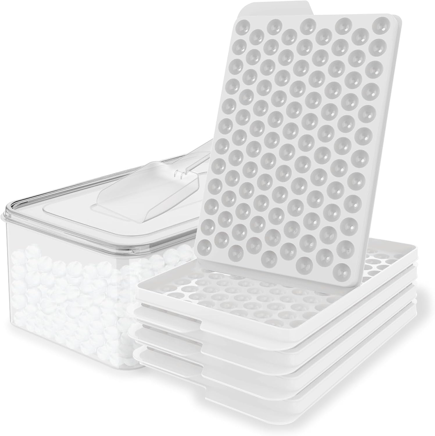 Mini Ice Cube Trays, 0.55” Tiny Pebble Ice for Iced Coffee & Cocktails, Fast Chi