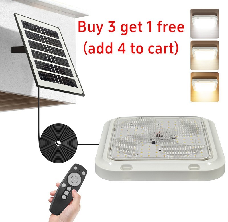 Solar Power Ceiling Pendant Light Remote Control Outdoor Indoor Lamp Waterproof