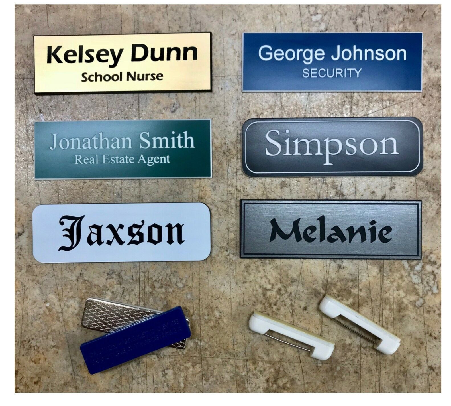 1X3 EMPLOYEE PERSONALIZED NAME TAG BADGE ENGRAVED MAGNET OR PIN IDENTIFICATION