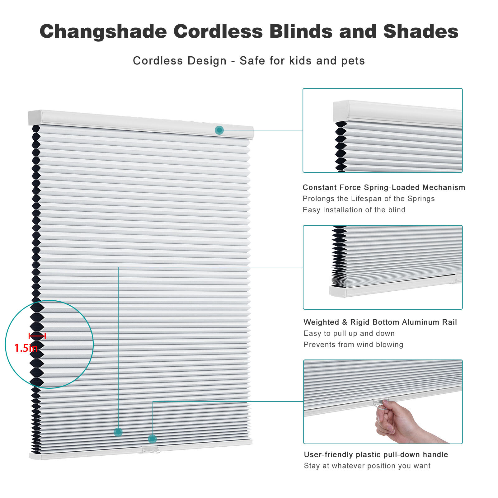 38mm Blackout Honeycomb Blinds For Window Cordless Cellular Shades-Six Colors