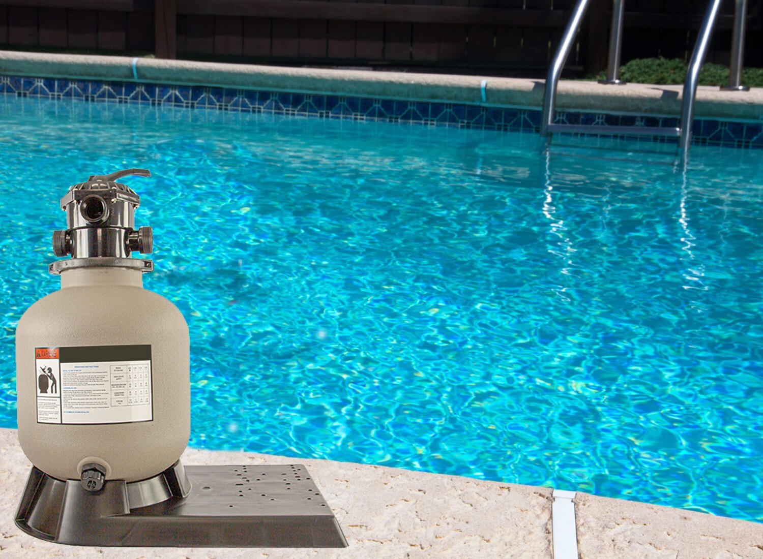 Above Ground Swimming Pool Sand Filter w/ Valve & Base (Choose Tank Size)