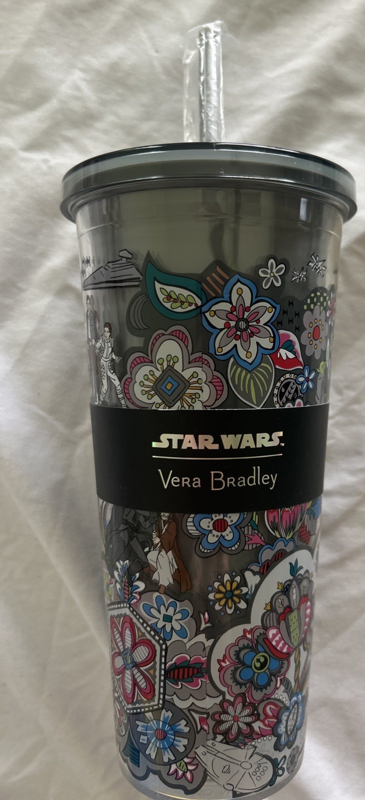 New 24 Ounce Vera Bradley Star Wars Far Far Away Tumbler Cup Straw