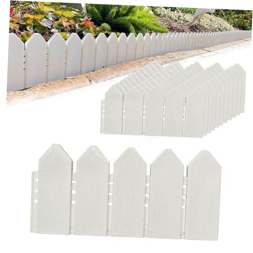 Landscape Edging Kit 6.7 in Tall Decorative Double-Sided Wood White, 13.9ft