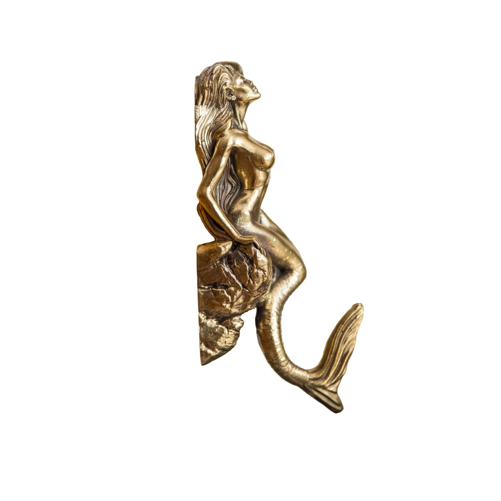 Mermaid Wall Hook: Antique brass design, sturdy ideal for robes and towels