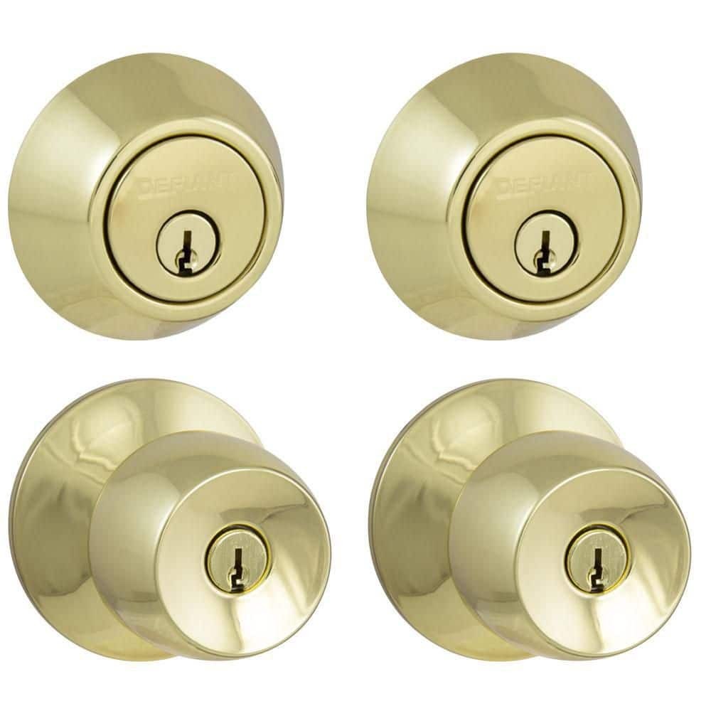 Defiant Brandywine Polished Brass Single Cylinder Keyed Entry Project Pack