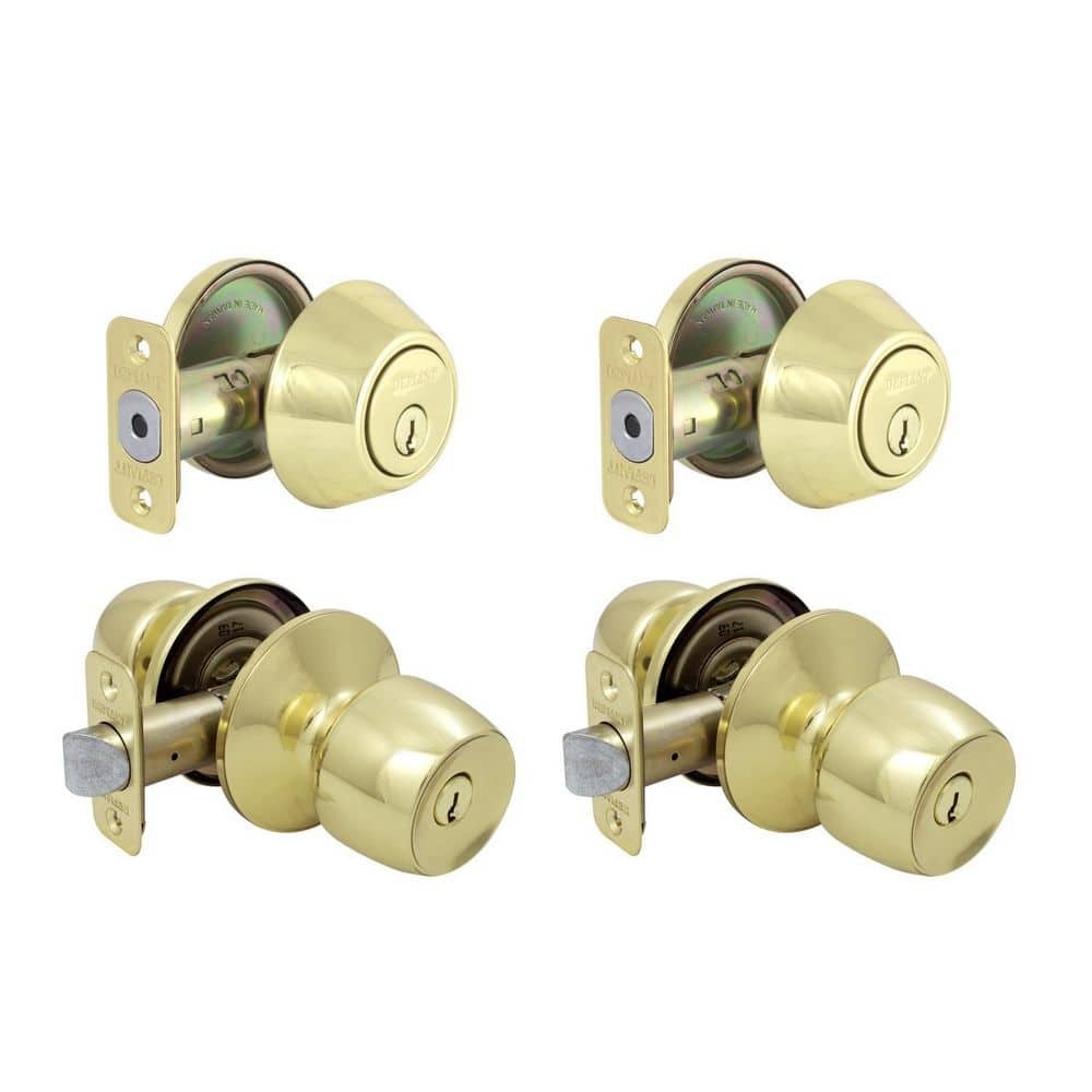 Defiant Brandywine Polished Brass Single Cylinder Keyed Entry Project Pack
