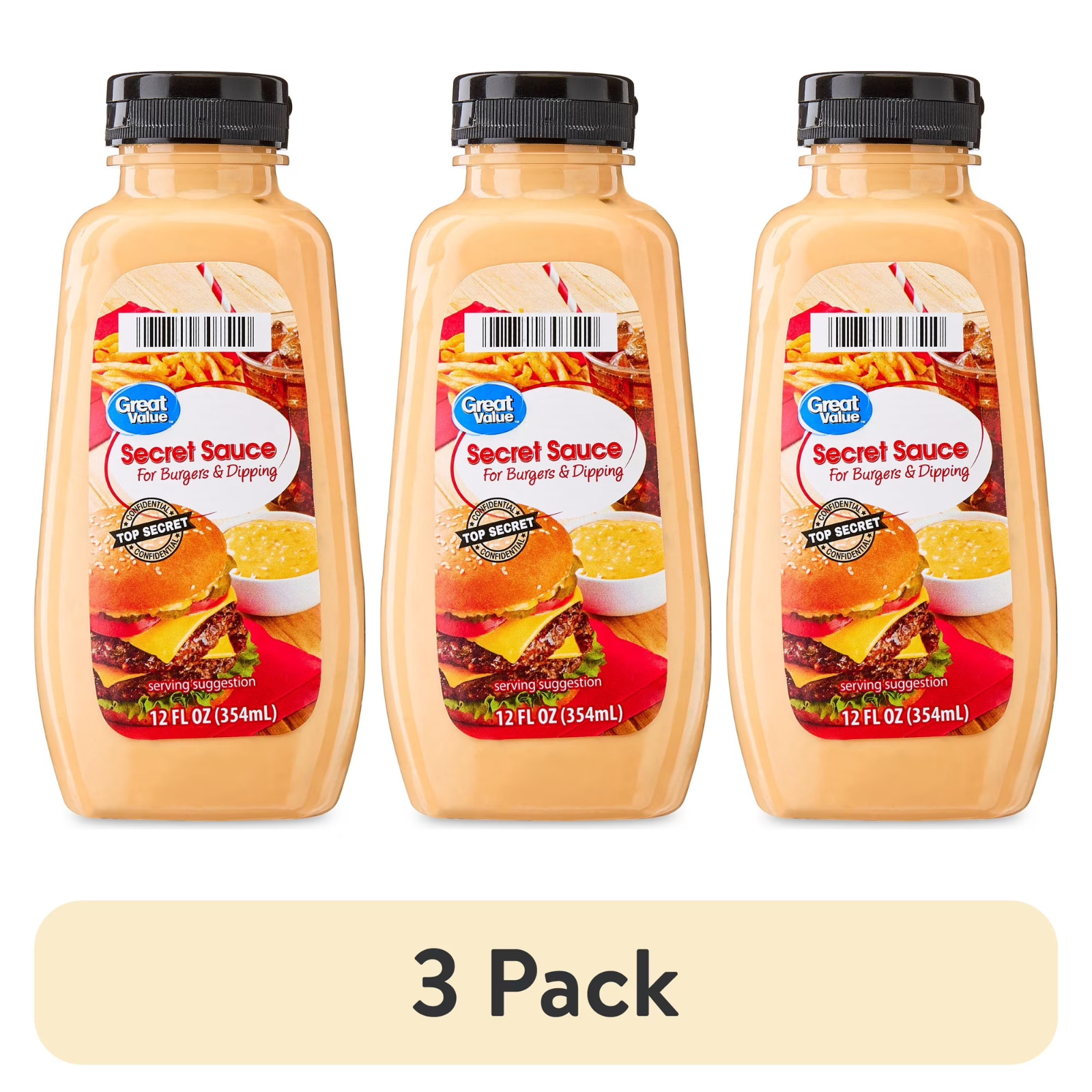 (3 pack) Great Value Secret Sauce for Burgers & Dipping, 12 fl oz Squeeze Bottle