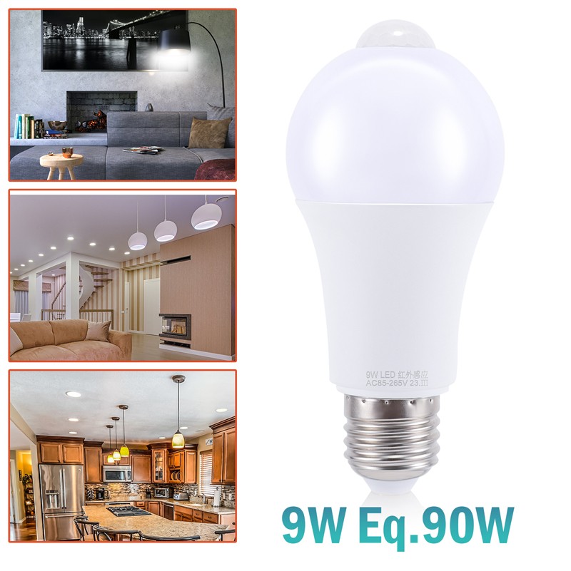 90W Equivalent E27 LED Light Bulb 1500LM 6000K Motion Sensor LED Dusk To Dawn