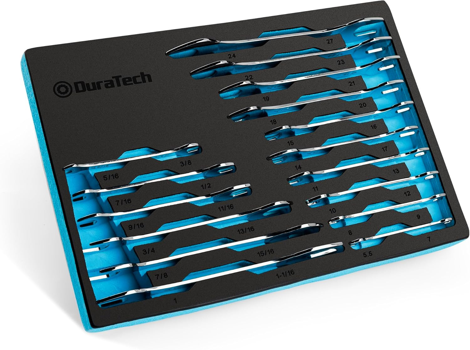 16-Piece Super-Thin Open-End Wrench Set SAE & Metric Slim Spanner w/ EVA Tray