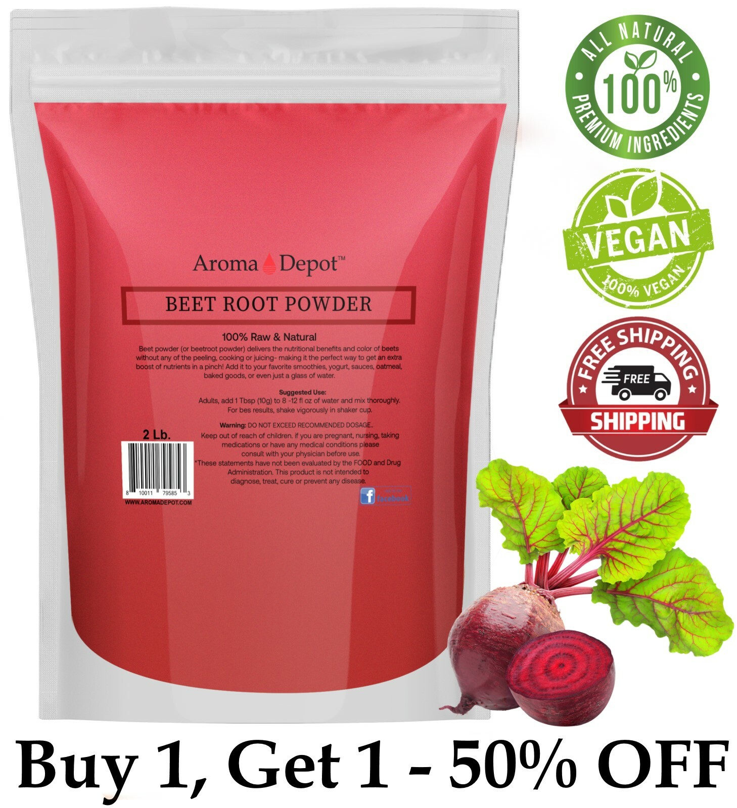 Beet Root Powder 2 lb Beta vulgaris Raw Non-GMO Nitric Oxide Remolacha en Polvo
