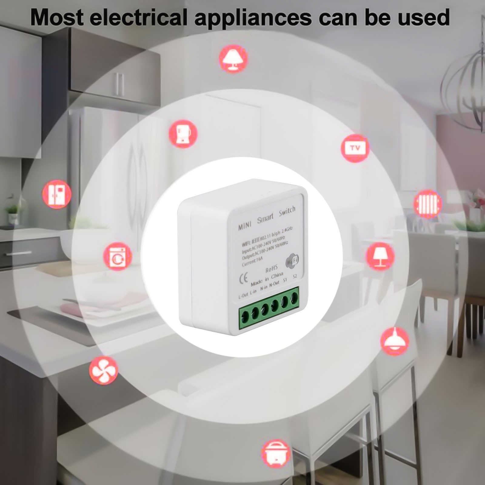 Smart WiFi Light Switch with Timer Function No Hub Required 2 Way Control 16A