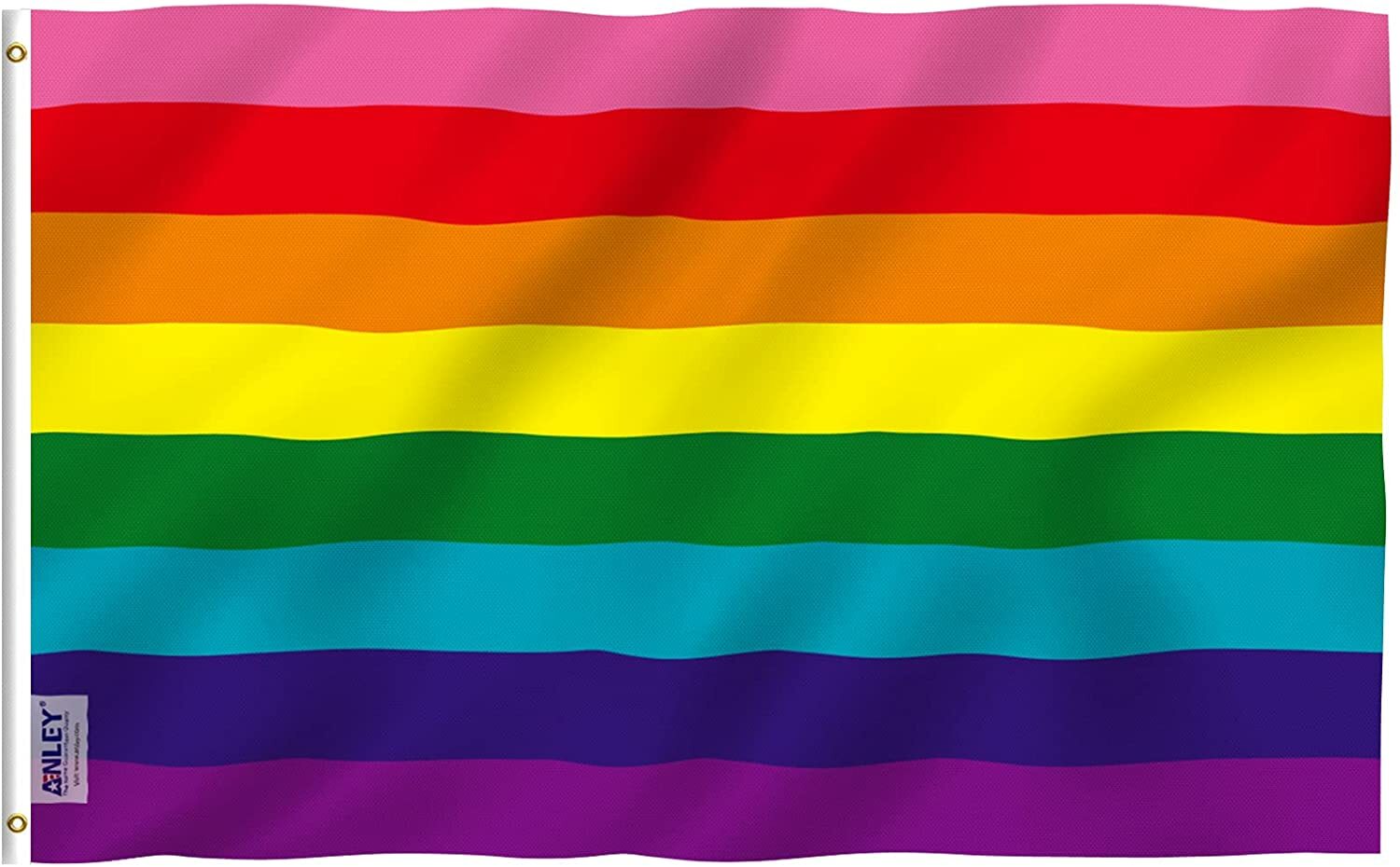 Anley Fly Breeze 3×5 Ft Original 8 Stripe Rainbow Flag Historical Gay LGBT Flag