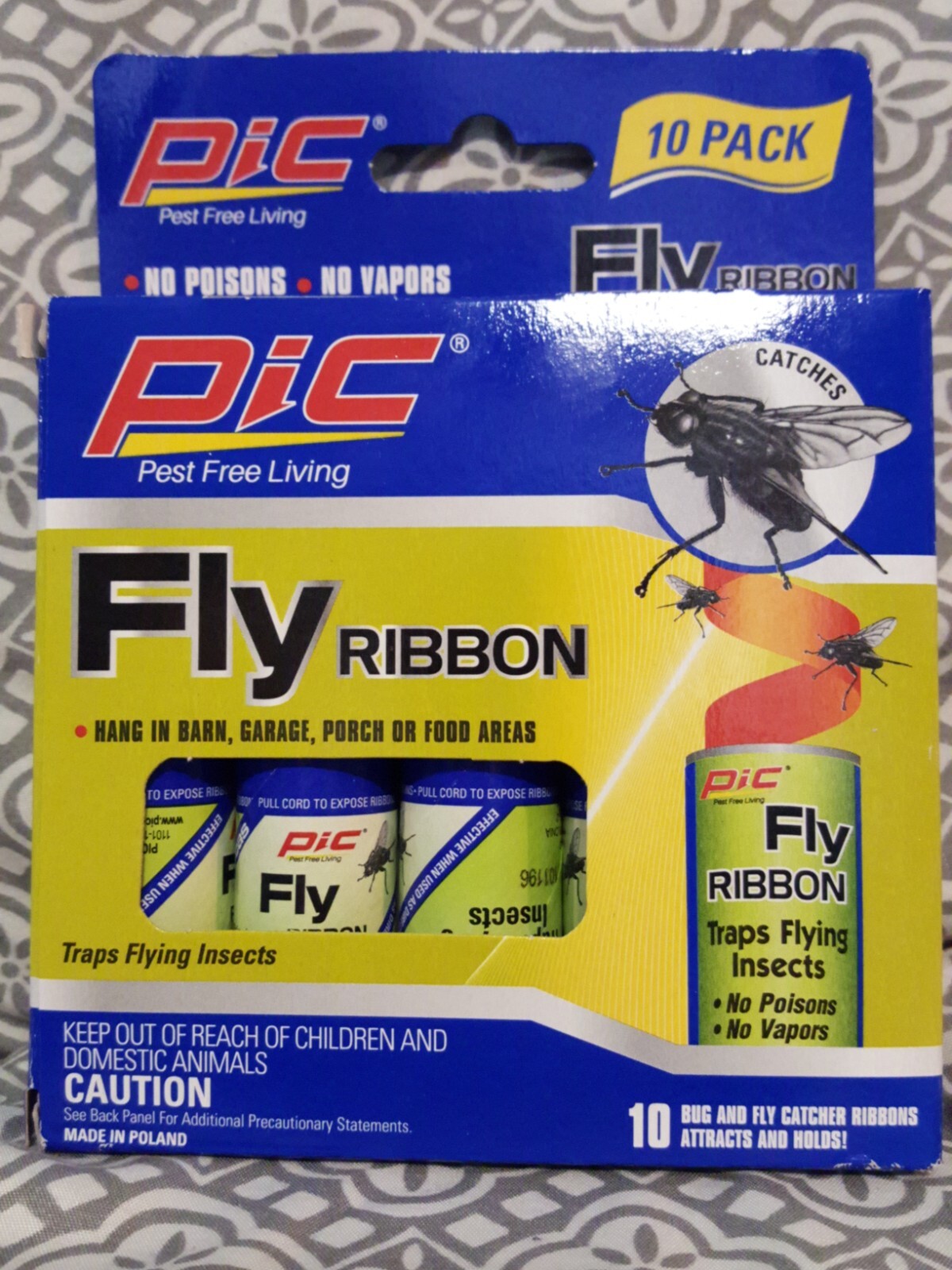 PIC*  FR10B Fly Ribbons Fruit Fly Traps For Indoors and Outdoors, Bug Trap 10pk