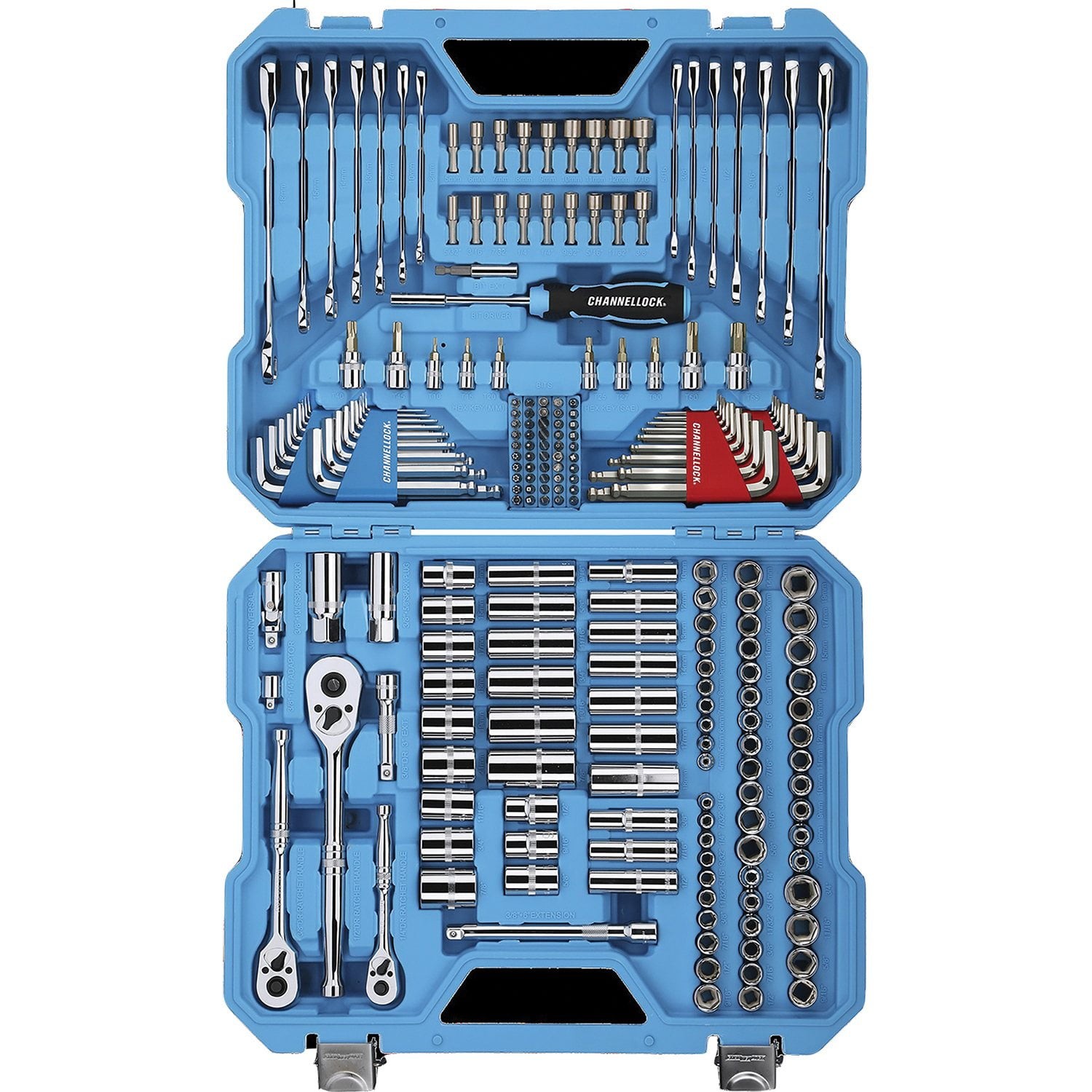 Channellock 225pc Pro Mechanic Tool Set SAE Metric Ratchet Wrenches 1/4 3/8 1/2