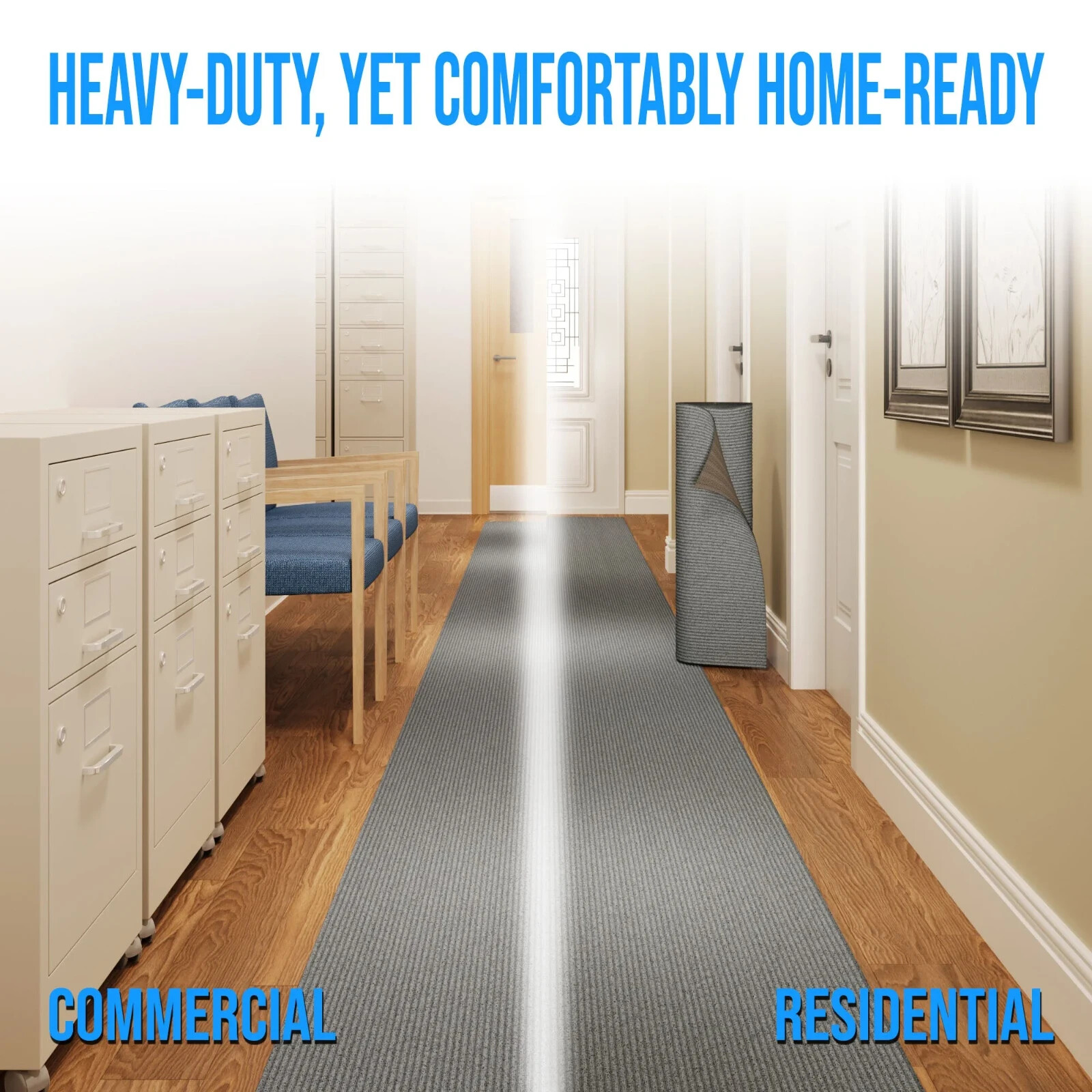 Extra-Long Custom-Length Non-Slip Runner Rug Heavy-Duty, For Home or Office